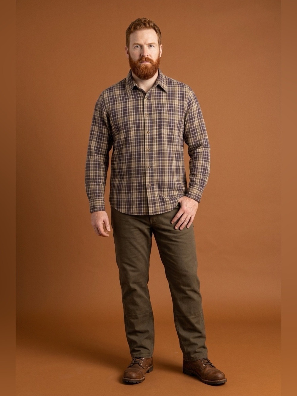 Arrow Woodsman Brown Plaid Button Down Shirt Long Sleeve Big & Tall 2XLT